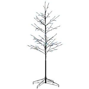 HOMCOM Árbol Sintético con 120 Luces LED IP44 con Brillo Ajustable Decoración para Interiores 55x55x150 cm Negro