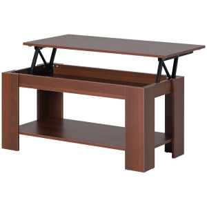 HOMCOM 100cm Modern Lift Up Top Coffee Table Desk Hidden Storage Bottom Shelf Living Room