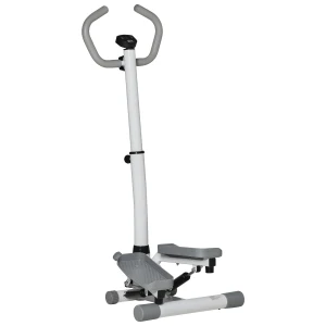 HOMCOM Adjustable Twist Stepper Aerobic Ab Exercise Fitness Workout Machine w/ LCD Screen, Height Adjust Handlebars for Home Gym, White