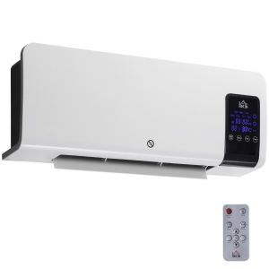 HOMCOM Termoventilatore da Parete Oscillatorio con Timer 24h e 2 Modalità di Riscaldamento, 54.5x12x21.5 cm, Bianco