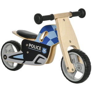 AIYAPLAY Bicicleta sin Pedales de Madera para +18m Bicicleta de Equilibrio Infantil Estilo Policía 60x38x38cm Multicolor