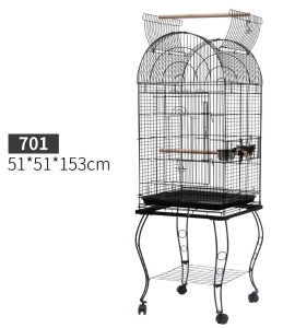 PawHut Gabbia per Uccelli e Canarini, Voliera con Ruote in Metallo Nero 51x51x153cm