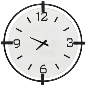 HOMCOM Reloj de Pared Silencioso de Ø40 cm Reloj de Pared de Metal y Madera sin Tictac Estilo Moderno