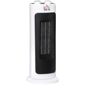 HOMCOM Aquecedor Elétrico 1300/2000W Aquecedor Cerâmico com Termostato e Oscilação 50° para Áreas de 15-20 m² 17x17x41,5cm Branco