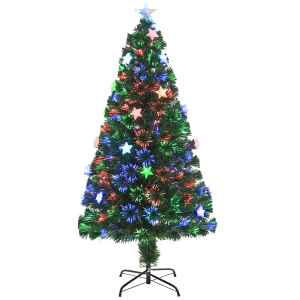 HOMCOM 5ft Fibre Optic Artificial Christmas Tree W/ Stars Lights-Green