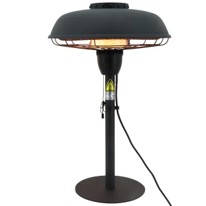 Outsunny Electric Table Top Patio Heater 2.1kW, Infrared with 3 Heat Settings, Pull Switch, IP44, Black