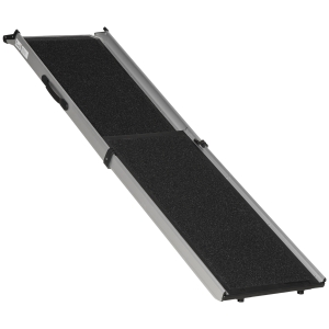 PawHut Portable Telescoping Dog Ramp, Pet Ramp for Cars with One Carry Handle, Non-Slip, Secure Aluminium Frame, Black