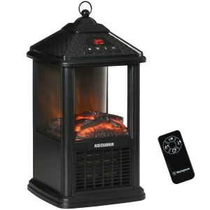 HOMCOM Lareira Elétrica 700W/1000W com Chama Realista Ecrã LED Controlo Remoto e Proteção Contra Superaquecimento16x16x31cm Pre