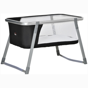 HOMCOM Babybett, Reisebett, Babywiege, Laufstall, klappbar, mit Matratze, Stahl, 99,5 x 60,4 x 65cm