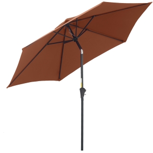 Outsunny Sonnenschirm mit Handkurbel & Neigefunktion, Metall+Polyester, Braun, Ø2,7 x 2,35 m