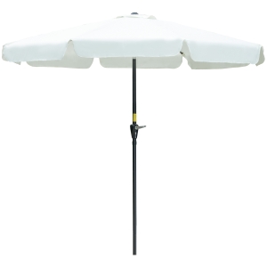 Outsunny Parasol Garden Umbrella Ø2.66m UV Protection 50+ 8 Ribs Tilt-Adjustable Beige
