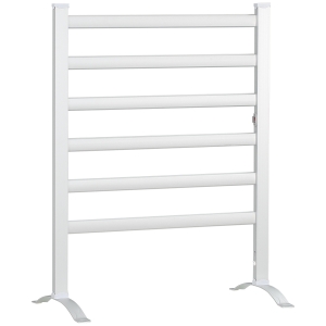 HOMCOM Scaldasalviette Elettrico da 140W a 6 Barre con Controllo Temperatura, in Alluminio, 90x36x69 cm, Argento