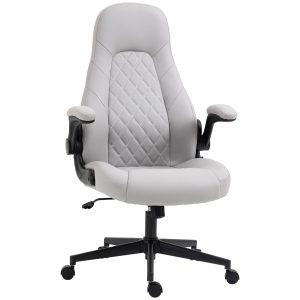 Vinsetto Scaun de birou din piele PU, reglabil pe inaltime, functie de inclinare, roti pivotante, gri deschis, 67 x 70 x 112-122 cm