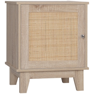 HOMCOM Table de chevet cannage bohème avec 1 placard 48 x 40 x 58 cm - panneaux de particules