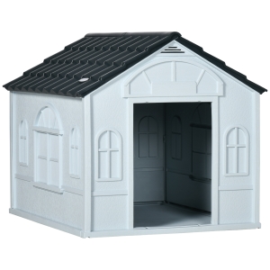 PawHut Niche pour chien chenil à l'extérieur en PP blanc pour chiens de petite et moyenne taille - 65 x 75,7 x 63 cm