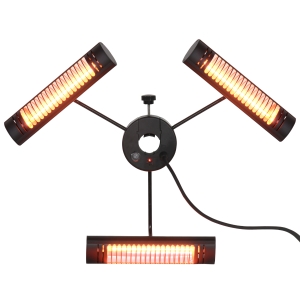 Outsunny Calefactor Eléctrico de Exterior por Infrarrojos con Control Remoto y 3 Paneles para Sombrilla 87x75x22cm Negro