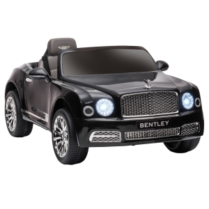 HOMCOM Carro Elétrico Bentley Mulsanne 12V com 2 Motores Farol Buzina Música USB e Abertura de Portas 3-5km/h 120x71x48cm Preto