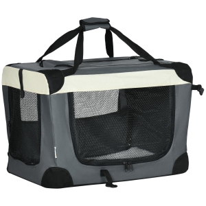 PawHut 60cm Transportor pliabil pentru animale de companie, cusca pentru caini, gri