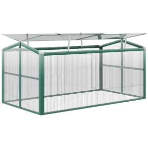 Outsunny Szklarnia aluminiowa Skrzynia inspektowa Cieplarnia Inspekt do uprawy 4 otwory PC 130 x 70 x 53 cm