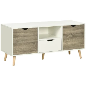 HOMCOM TV Unit Cabinet for TVs up to 50 Inches, TV Stand with Storage Cabinets and Drawer for Living Room and Bedroom, Grey