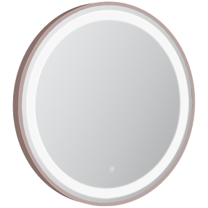 kleankin Miroir de salle de bain LED miroir mural miroir rond fonction de mémoire interrupteur tactile or rose
