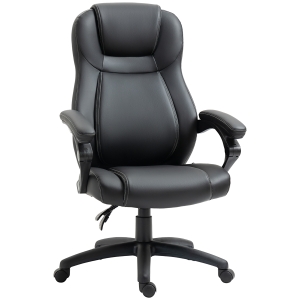 Vinsetto Bürostuhl mit Kunstleder weicher Polsterung, Höhenverstellbar 71 cm x 69 cm x 122 cm Schwarz