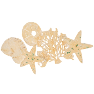 HOMCOM Decoração de Parede de Metal 3D com Conchas Estrela do Mar Coral 66x30,5cm Arte de Parede Bege