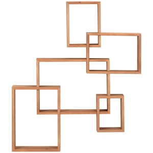 HOMCOM Wandregal Schweberegal, 5 Würfel, ineinandergreifend, 9 Fächer, Naturholz, 71 x 10,2 x 80,5cm