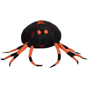 Outsunny Halloweendeko große Spinne, mit Gebläse, rotes LED-Licht, aufblasbar, 160 x 150 x 43 cm