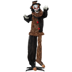 Outsunny Halloween-Dekoration Horror-Clown mit Spezialeffekten und Soundfunktion 100 cm x 18 cm x 153 cm