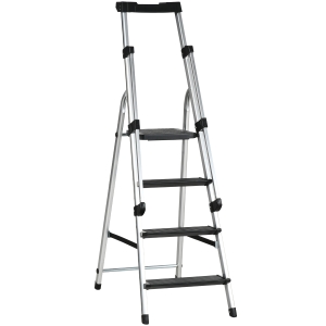 DURHAND Aluminiumleiter Arbeitsleiter klappbar rutschfest rostfrei mit Werkzeugablage Aluminium 45,5 x 82 x 145cm