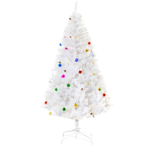 HOMCOM Weihnachtsbaum künstlicher Christbaum Tannenbaum Baum 180cm mit Ständer inkl. Dekor (180cm, weiß/Weihnachtsbaum 1)