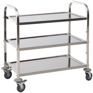 HOMCOM Carucior Pentru Bucatarie 3 Rafturi in Otel Inox 85x45x90cm