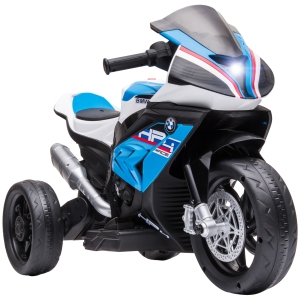 HOMCOM Moto électrique pour enfants 3 roues 6 V 2,5 Km/h musique interface USB carte TF 82,5 x 42 x 54 cm bleu