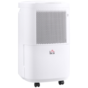 HOMCOM Deshumidificador Eléctrico 2200 ml 10L/Día Control con APP y Wifi Pantalla LED para 10-20㎡ 28x24x50 cm Blanco