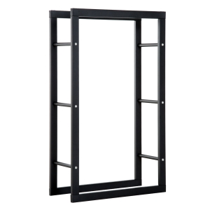 HOMCOM Kaminholzständer Kaminholzablage Feuerholzregal Kaminholzhalter 100kg Stahl Schwarz L60 x B25 x H100 cm