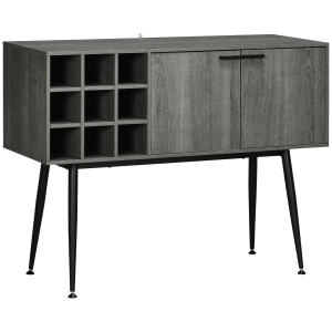 HOMCOM Aparador de Cocina Mueble Buffet Auxiliar con Armario y Botellero para Salón Comedor 106,6x40x82 cm Gris