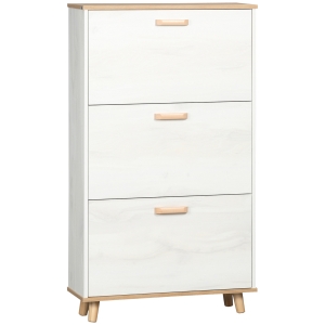 HOMCOM Mobile Scarpiera Salvaspazio in Truciolato con 3 Cassetti e 2 Ripiani Interni Regolabili, 70x23.5x122 cm, Bianco