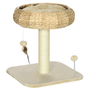 PawHut Cat Tree, 51cm, Kitty Activity Centre, Climbing Toy, Tower with Bed, Ball, Sisal Scratching Post, Beige