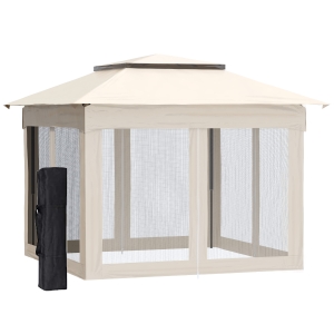 Outsunny Faltpavillon mit Seitenwänden Weiß 3,25 x 3,25 x 2,65 m
