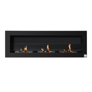 HOMCOM Cheminée bioéthanol Murale encastrable 3 brûleurs 3 L au total, environ 3 h de durée de combustion, dims. 120L x 15l x 40H cm, acier inox noir