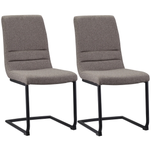 HOMCOM Conjunto de 2 Cadeiras de Sala de Jantar Cadeiras de Cozinha Encosto Alto e Base de Aço em Forma de C 42x64x90cm Marrom