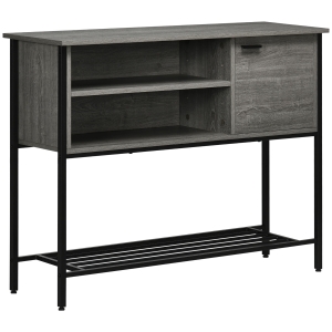 HOMCOM Mesa Consola Industrial Mesa de Entrada com Porta 2 Compartimentos Abertos e Prateleira Inferior 106x35x83,8cm Cinza e Preto