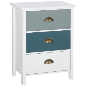 HOMCOM Storage Cabinet Unit, 3-Drawer Dresser, Chest of Drawers with Metal Handle for Living Room, Bedroom