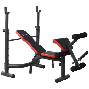 HOMCOM Multifunctional Weight Bench, for Arms, Legs, Abdomen - Red and Black