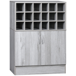HOMCOM Buffet range-bouteilles 18 casiers avec 1 placard double porte étagère réglable - dim. 70L x 40l x 98H cm - gris