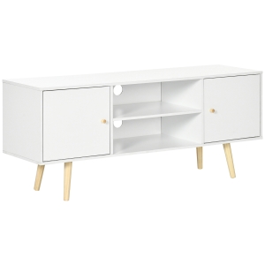 HOMCOM Mueble de TV con 2 Puertas 2 Estantes de Almacenamiento para Televisores de hasta 55 Pulgadas 120x34x50 cm Blanco