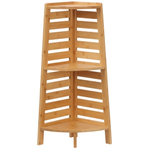 kleankin Étagère salle de bain bambou 3 niveaux meuble de rangement support pour plantes pour entrée salle de bain balcon cuisine 30 x 30 x 80 cm