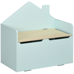 HOMCOM Coffre à jouets pour enfants banc meuble de rangement vérin pneumatique 62,5 x 34 x 61,5 cm vert