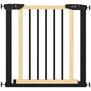 PawHut Barrière de sécurité pour animaux domestique fermeture automatique double verrouillage largeur 75-82 cm bois